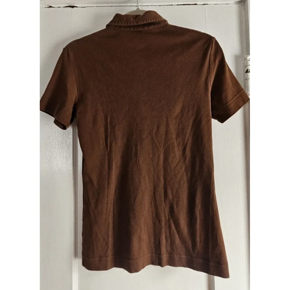 TORY BURCH short sleeve polo shirt gold tone hardware woman M  100% Pima‎ cotton
